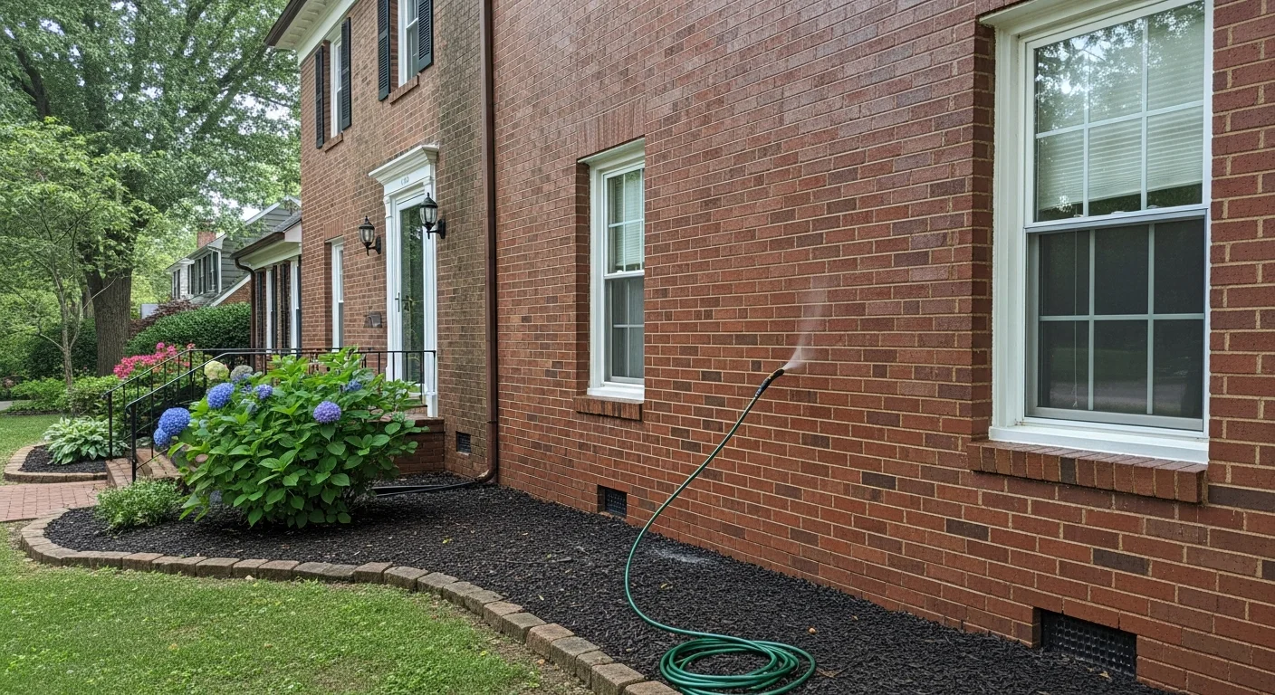 Exterior of an established single-family home in Tuckahoe 23238 showing clean siding and trim after soft wash service by Fine Painting of Richmond. Green algae and dark mold streaks have been removed from the shaded north-facing wall and fascia boards.
